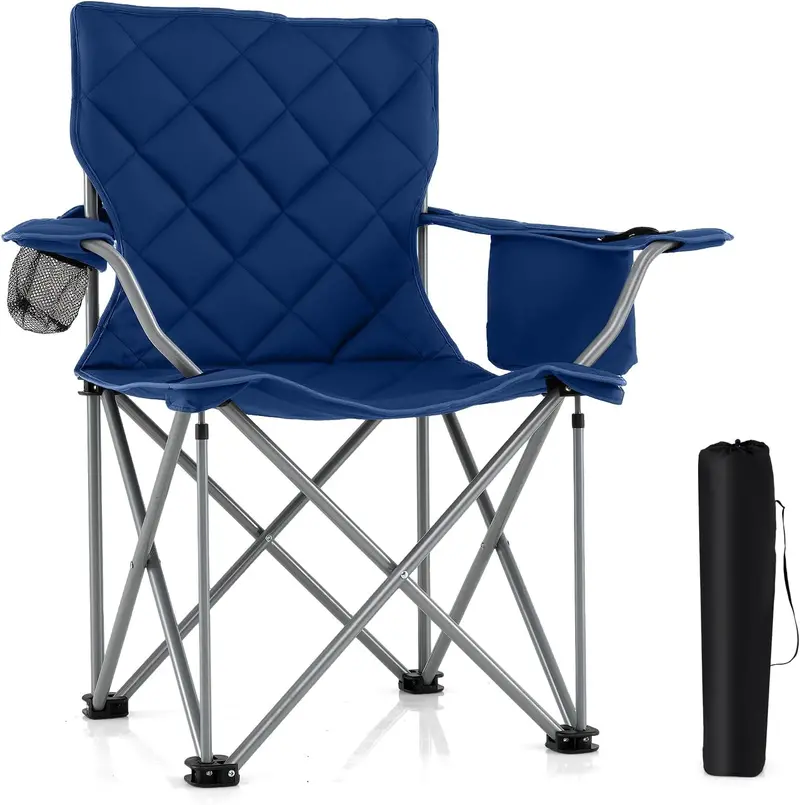 All-Terrain Outdoor Folding Chair – 500 lb Capacity with Built-In Cooler Pouch & Cup Holder