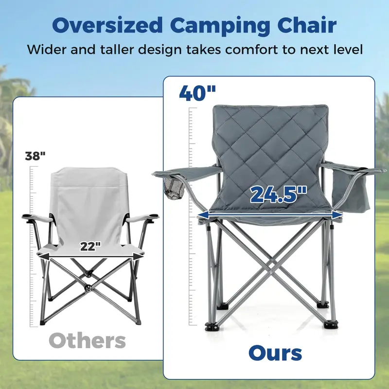 All-Terrain Outdoor Folding Chair – 500 lb Capacity with Built-In Cooler Pouch & Cup Holder