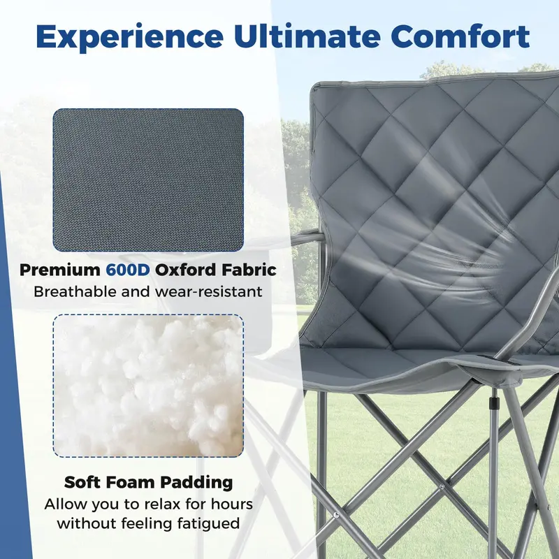 All-Terrain Outdoor Folding Chair – 500 lb Capacity with Built-In Cooler Pouch & Cup Holder