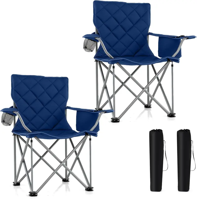 All-Terrain Outdoor Folding Chair – 500 lb Capacity with Built-In Cooler Pouch & Cup Holder