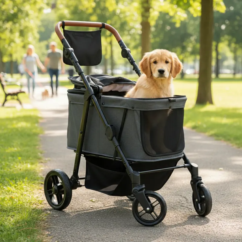 All-Terrain Pet Stroller for Medium Dogs (Up to 66 lbs) – Lightweight, Foldable Design