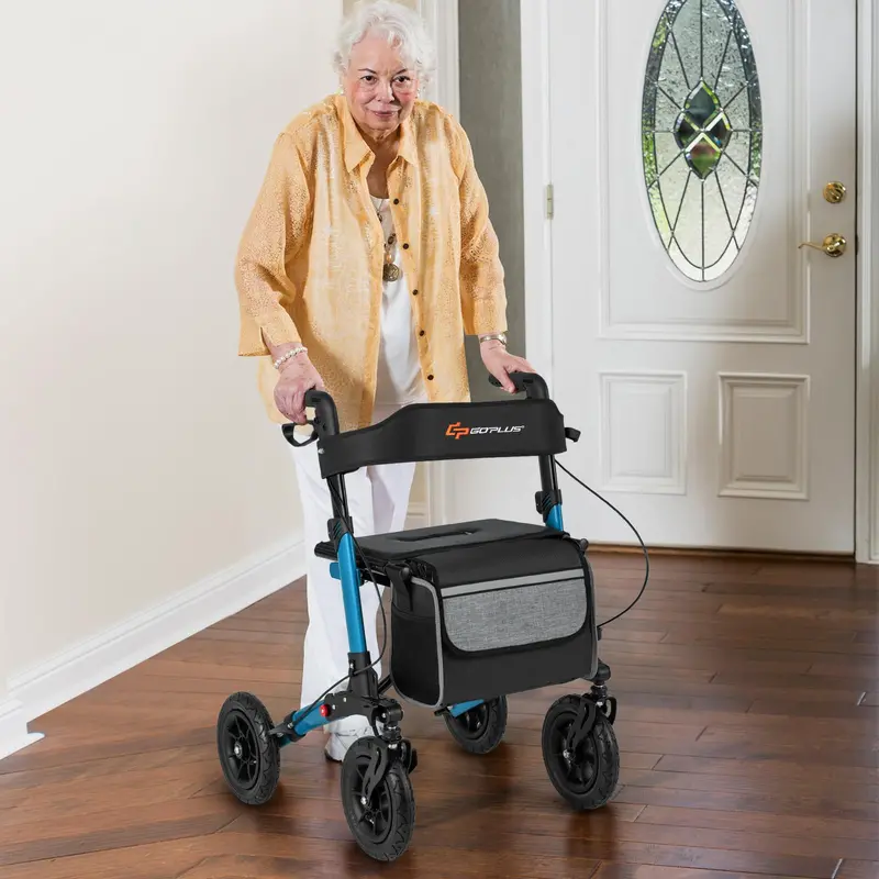 All-Terrain Rollator Walker for Seniors – Dual-Function Folding Design with 9-Inch Pneumatic Tires & Comfort Seat 2