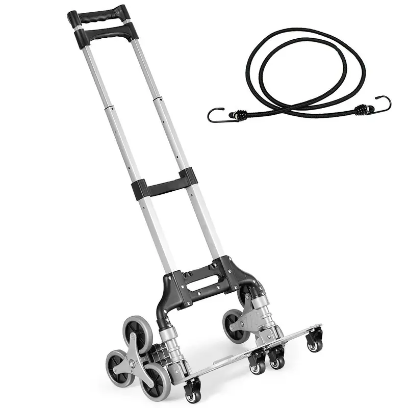 All-Terrain Stair-Climbing Hand Truck with Bungee Strap, Reinforced Frame & Six Wheels