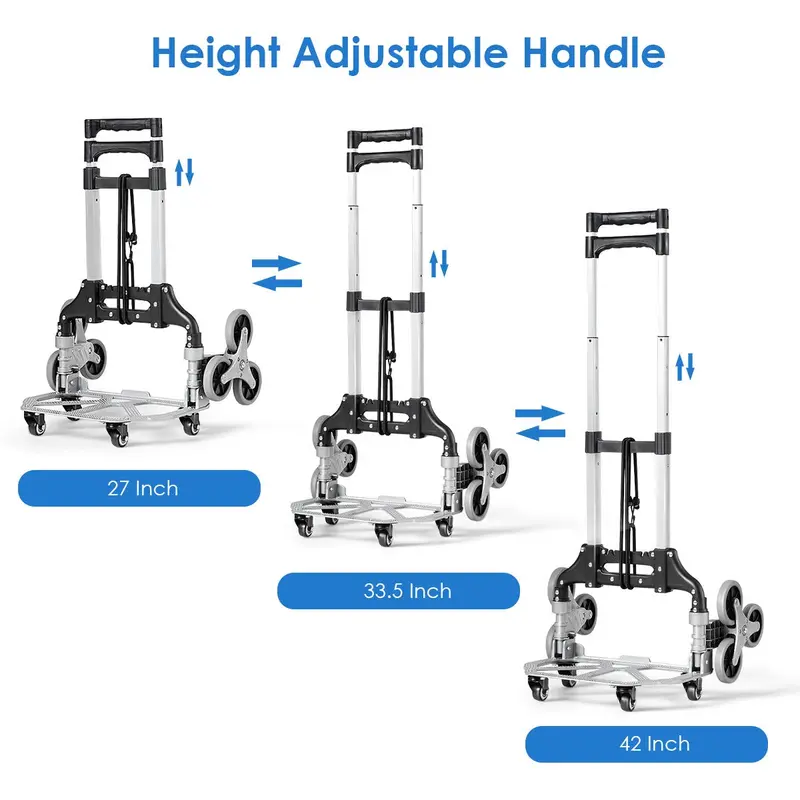 All-Terrain Stair-Climbing Hand Truck with Bungee Strap, Reinforced Frame & Six Wheels