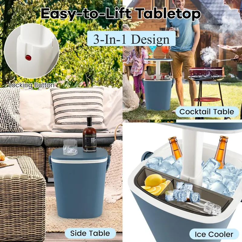 All-Weather Cooler Table – Portable 4-Gallon Beverage Chiller with Integrated Handle