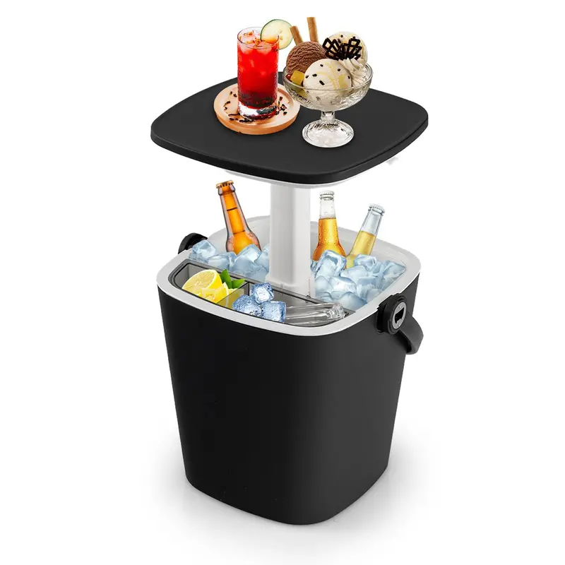 All-Weather Cooler Table – Portable 4-Gallon Beverage Chiller with Integrated Handle