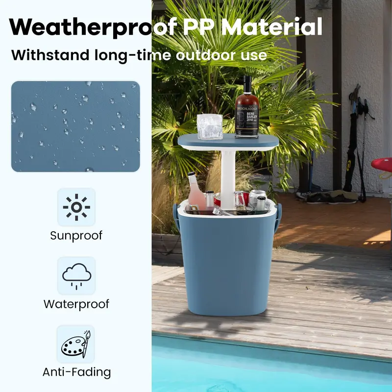 All-Weather Cooler Table – Portable 4-Gallon Beverage Chiller with Integrated Handle