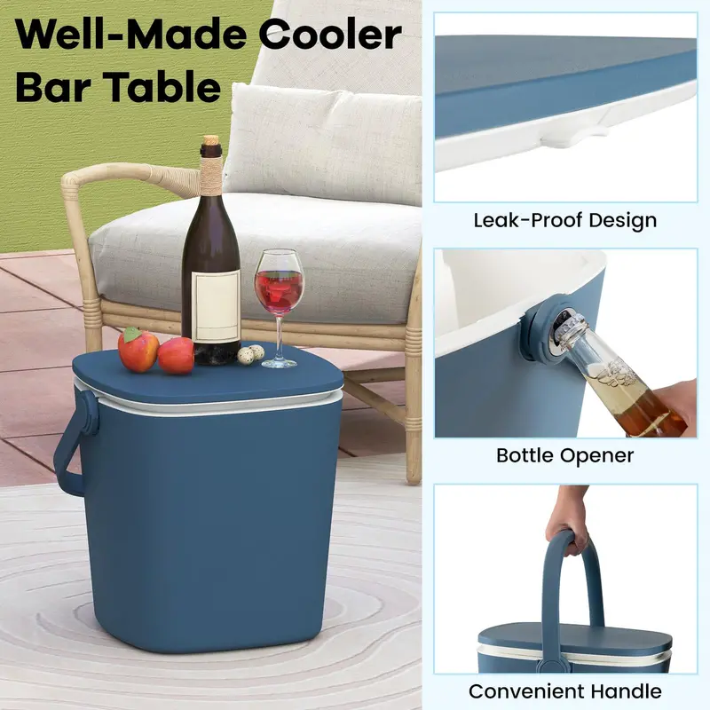 All-Weather Cooler Table – Portable 4-Gallon Beverage Chiller with Integrated Handle
