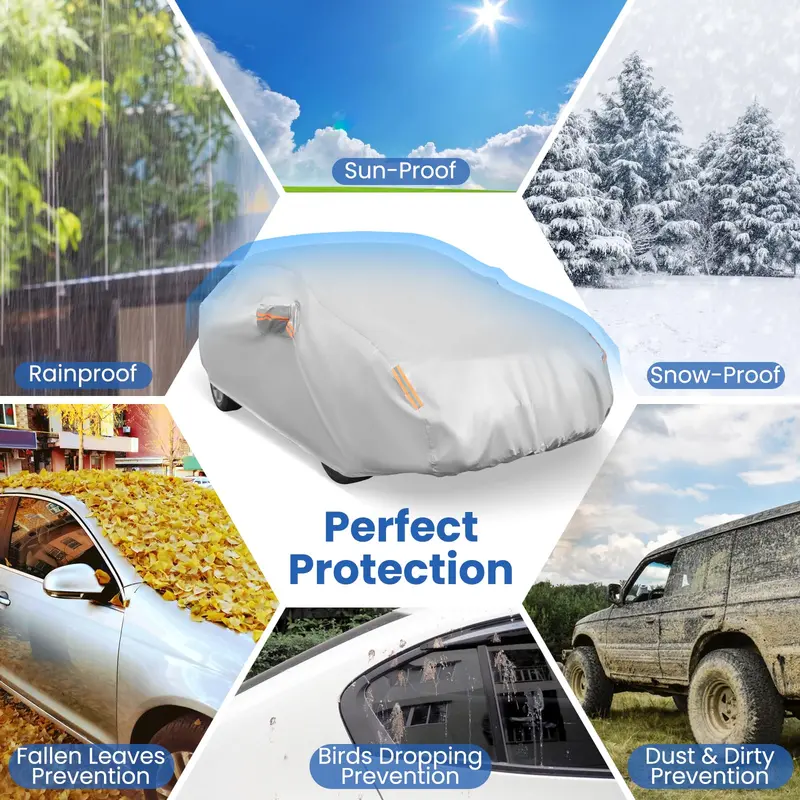 All-Weather Sedan Car Cover – 193-Inch UV-Resistant, Rainproof Fit for Chevrolet, Ford & Nissan