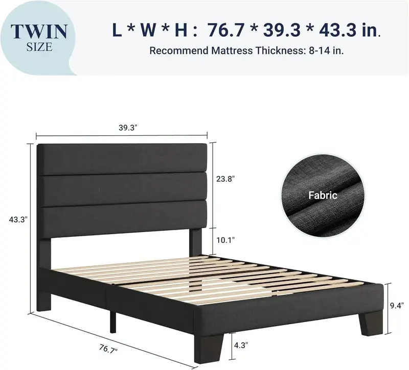 Allewie King Platform Bed Frame – Velvet-Upholstered Headboard with Solid Wood Slats