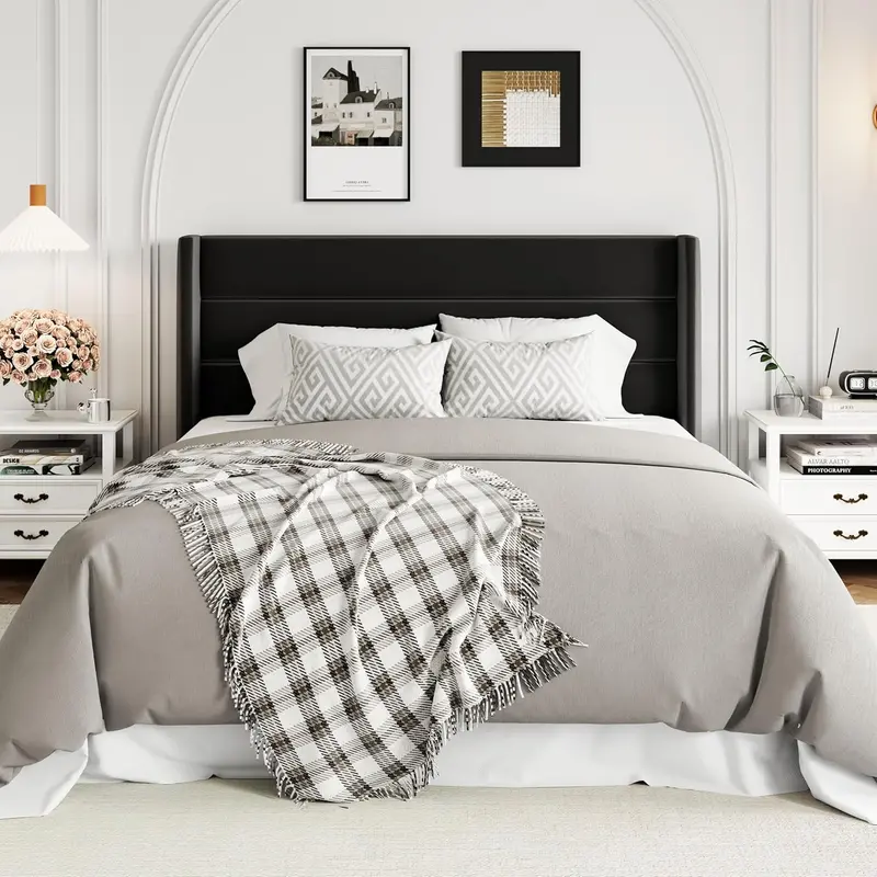 Allewie Queen Hydraulic Lift Storage Bed – Modern Upholstered Frame with Wingback Headboard & Quiet-Lift Mechanism