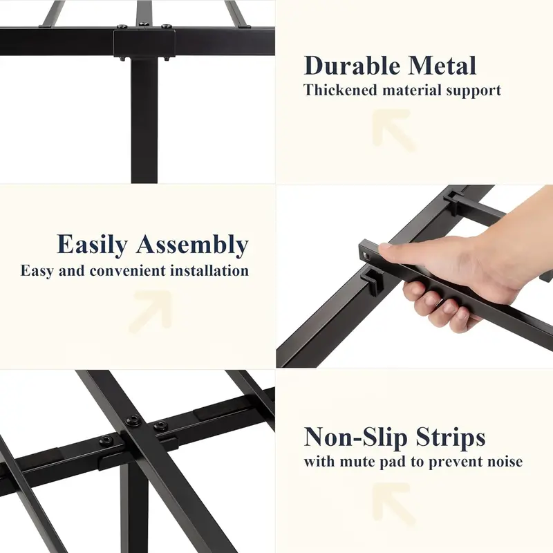 Allewie Queen Metal Platform Bed – Victorian-Inspired Wrought Iron Headboard Frame