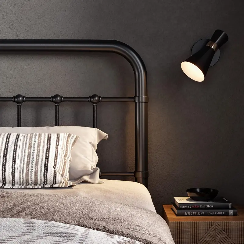 Allewie Queen Metal Platform Bed – Victorian-Inspired Wrought Iron Headboard Frame