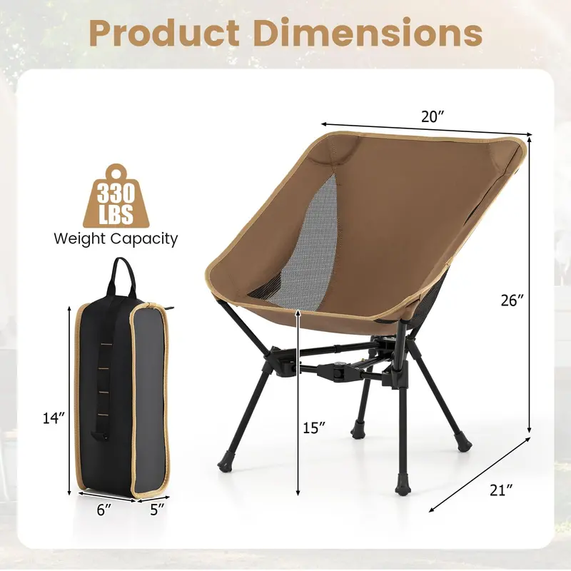 Aluminum Backpacking Chair: Lightweight, Foldable, and Rated for 330 Pounds