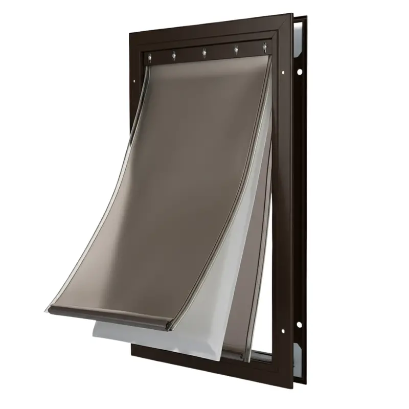 Aluminum Frame Pet Door with Magnetic Vinyl Flap and Secure Locking Panel