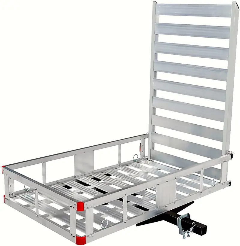 Aluminum Hitch-Mount Cargo Carrier – 47-Inch Extendable Ramp, Single-Unit Heavy-Duty Transport Tray