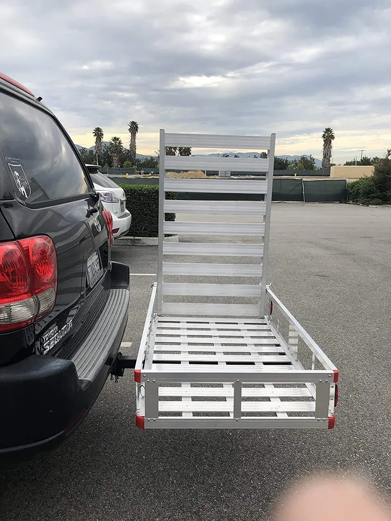 Aluminum Hitch-Mount Cargo Carrier – 47-Inch Extendable Ramp, Single-Unit Heavy-Duty Transport Tray