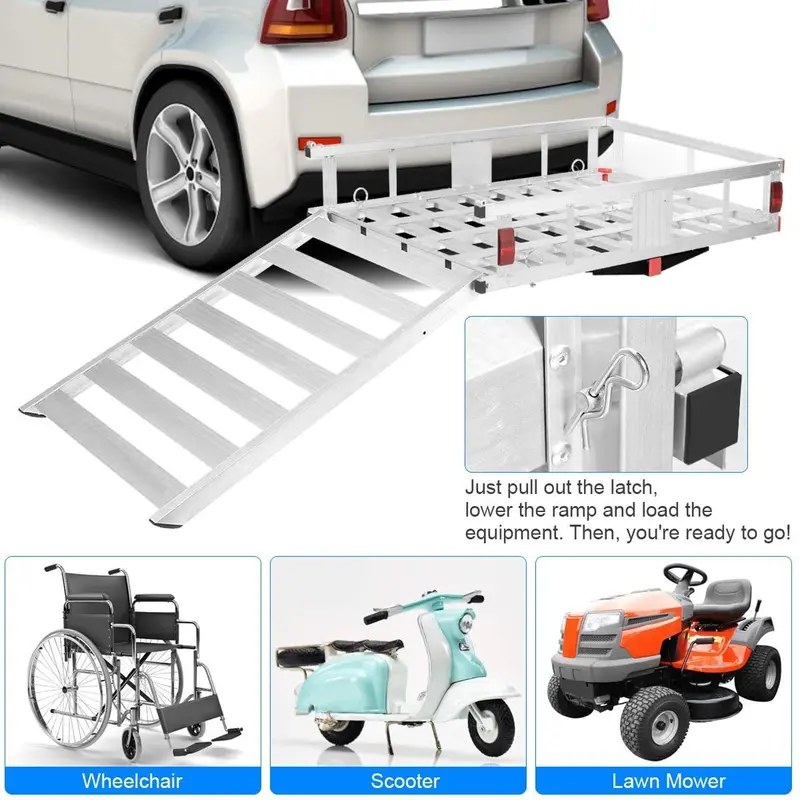 Aluminum Hitch-Mounted Cargo Carrier – 50" x 29.5" Mobility Scooter or Wheelchair Transport Rack 2