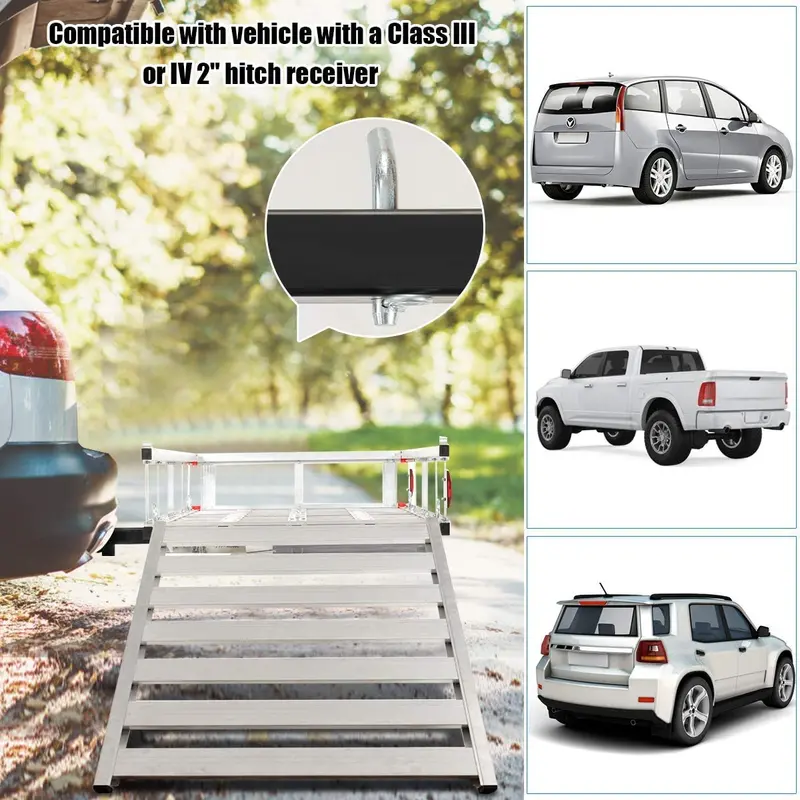 Aluminum Hitch-Mounted Cargo Carrier – 50" x 29.5" Mobility Scooter or Wheelchair Transport Rack