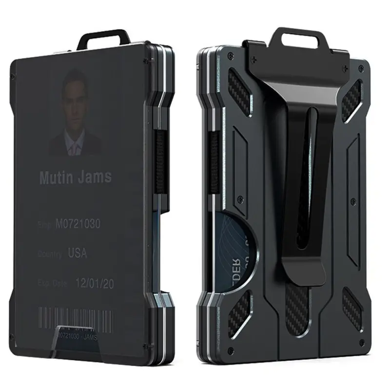 Aluminum RFID-Blocking Slim Wallet – Lightweight Tactical-Grade Metal Wallet in Matte Black with Identity Theft Prevention and Rapid Card Access