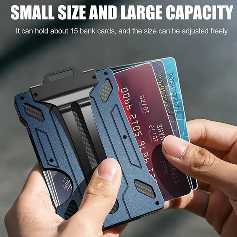 Aluminum RFID-Blocking Slim Wallet – Lightweight Tactical-Grade Metal Wallet in Matte Black with Identity Theft Prevention and Rapid Card Access