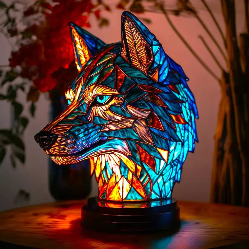 Animal Stained Glass Table Lamp – Vibrant, Handcrafted Illuminated Ornament