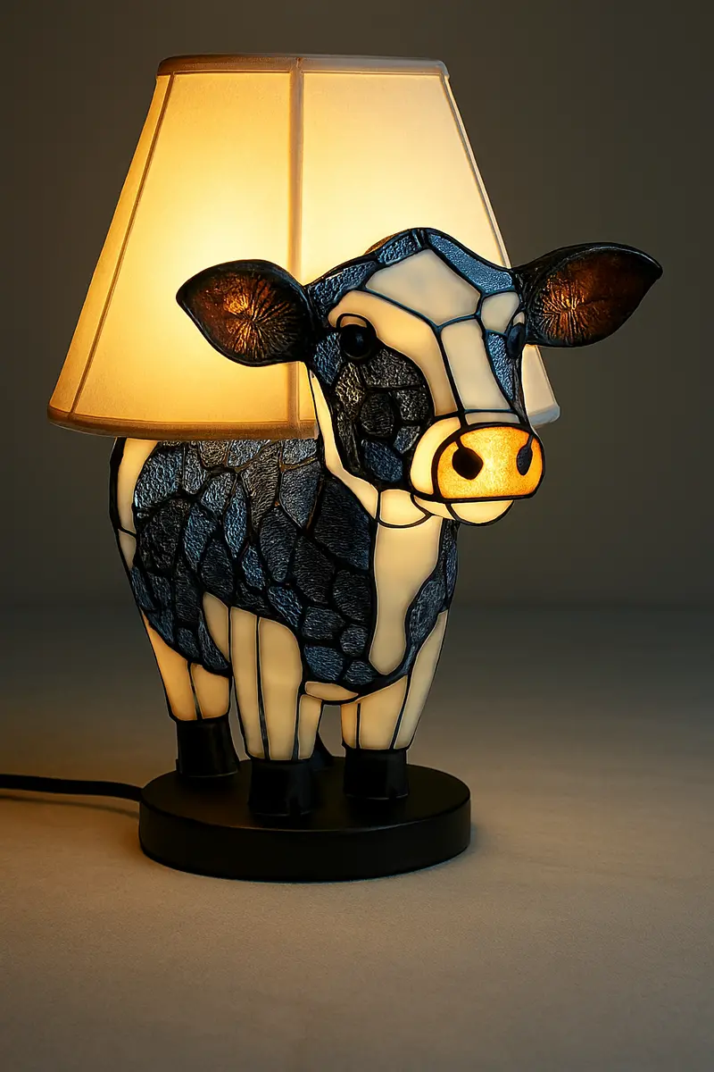 Animal Stained Glass Table Lamp – Vibrant, Handcrafted Illuminated Ornament