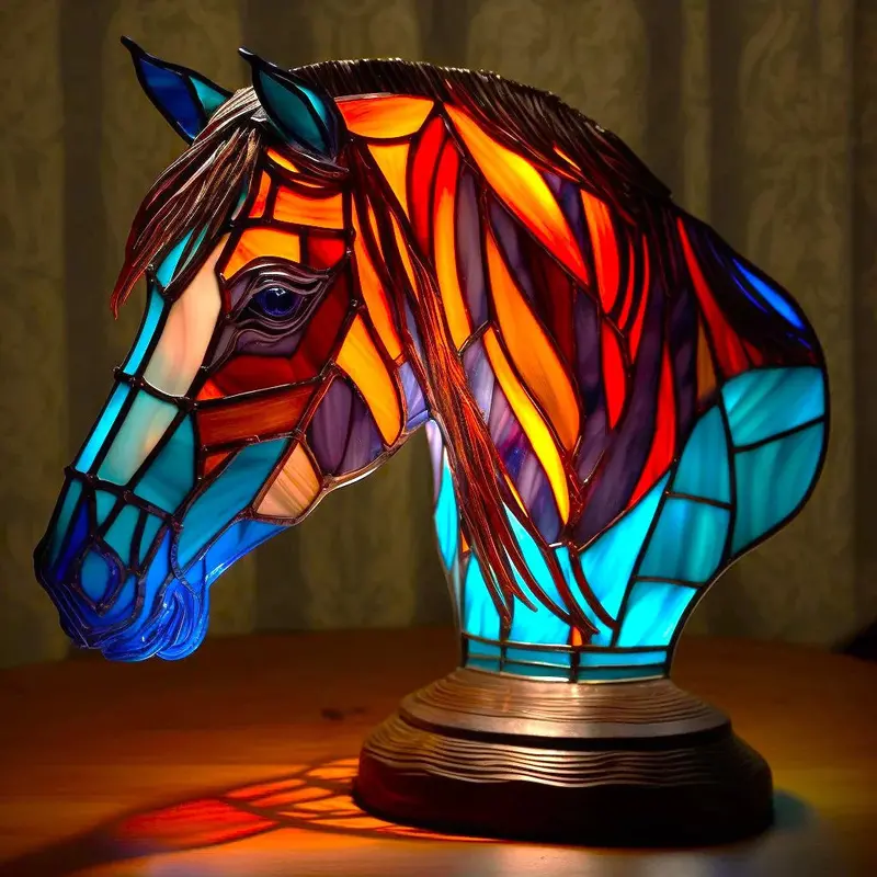 Animal Stained Glass Table Lamp – Vibrant, Handcrafted Illuminated Ornament