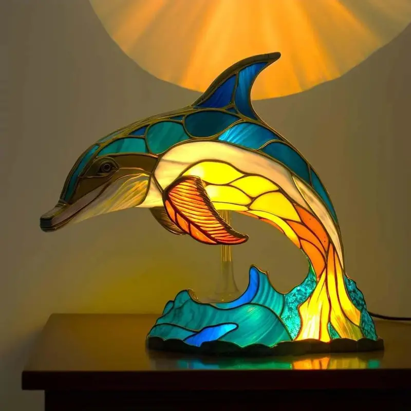 Animal Stained Glass Table Lamp – Vibrant, Handcrafted Illuminated Ornament