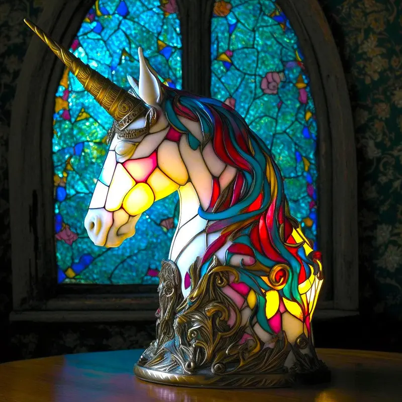 Animal Stained Glass Table Lamp – Vibrant, Handcrafted Illuminated Ornament