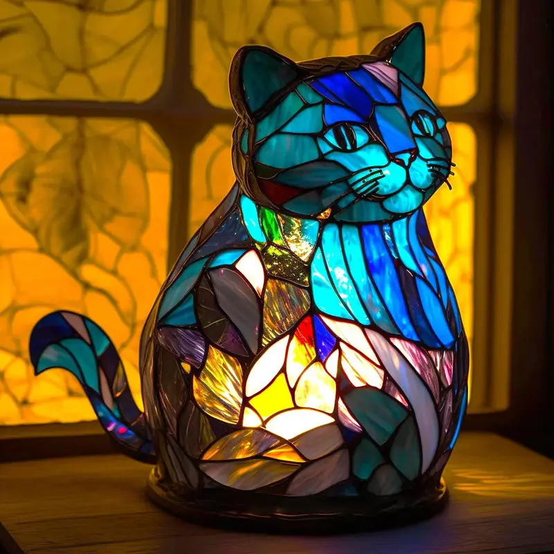 Animal Stained Glass Table Lamp – Vibrant, Handcrafted Illuminated Ornament