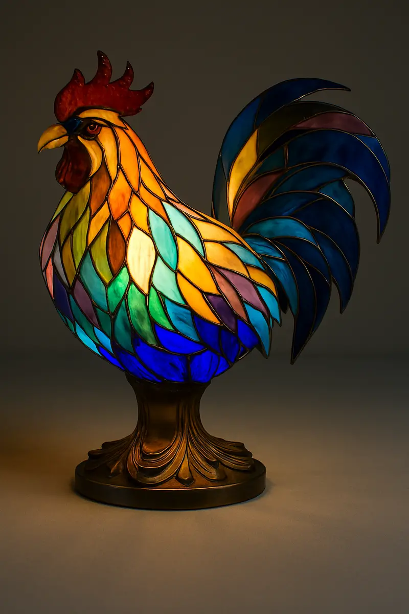 Animal Stained Glass Table Lamp – Vibrant, Handcrafted Illuminated Ornament