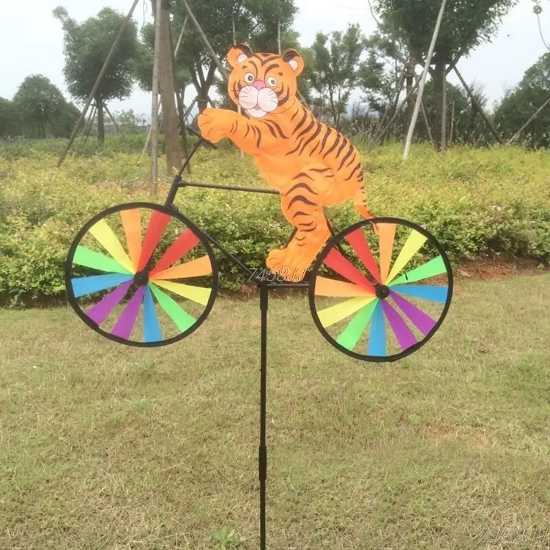 Animal-Themed Bicycle Wind Spinner – Animated Outdoor Garden Decoration