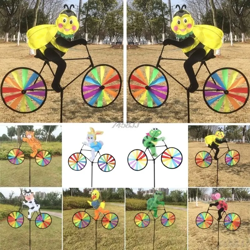 Animal-Themed Bicycle Wind Spinner – Animated Outdoor Garden Decoration
