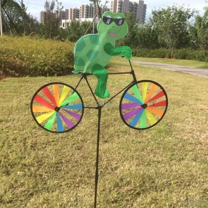 Animal-Themed Bicycle Wind Spinner – Animated Outdoor Garden Decoration