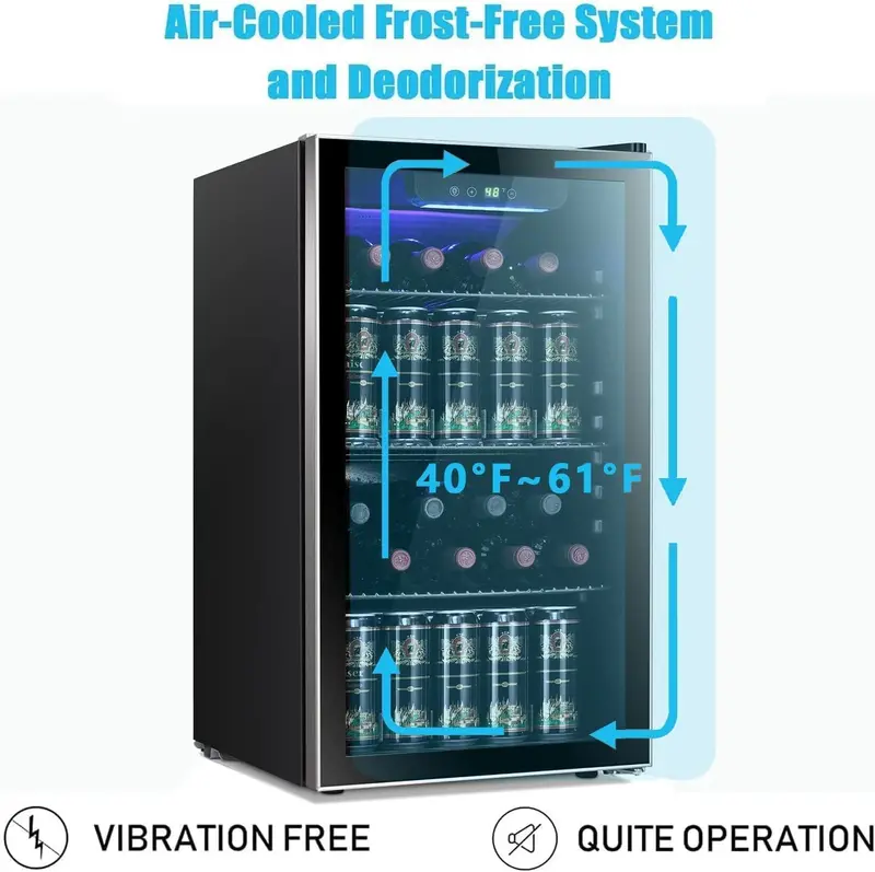 Antarctic Star 26-Bottle Wine Cooler – 130-Can Beverage Refrigerator with Mini Cellar Design