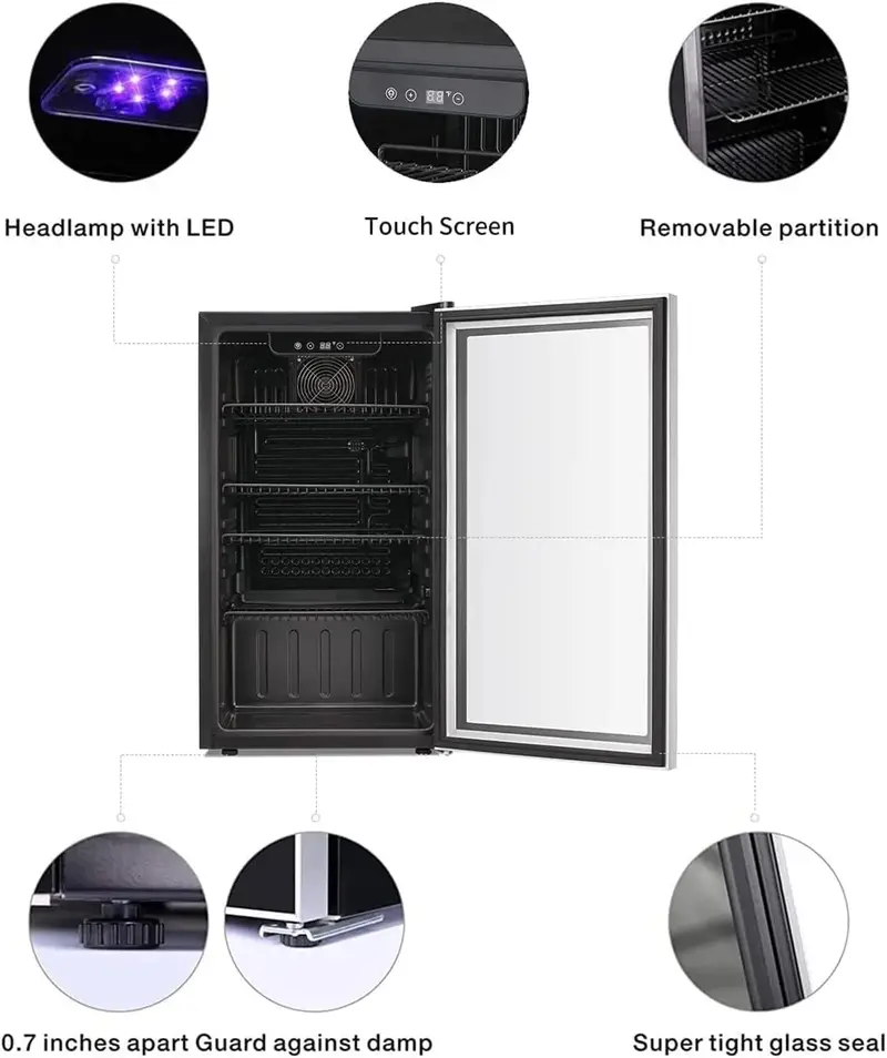 Antarctic Star 26-Bottle Wine Cooler – 130-Can Beverage Refrigerator with Mini Cellar Design