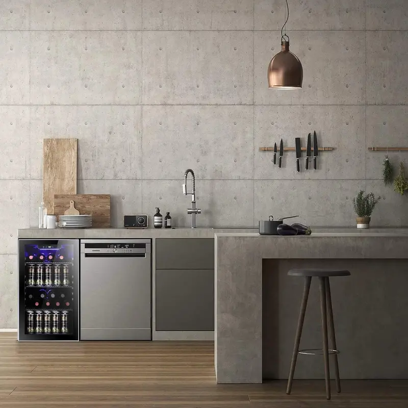 Antarctic Star 26-Bottle Wine Cooler – 130-Can Beverage Refrigerator with Mini Cellar Design