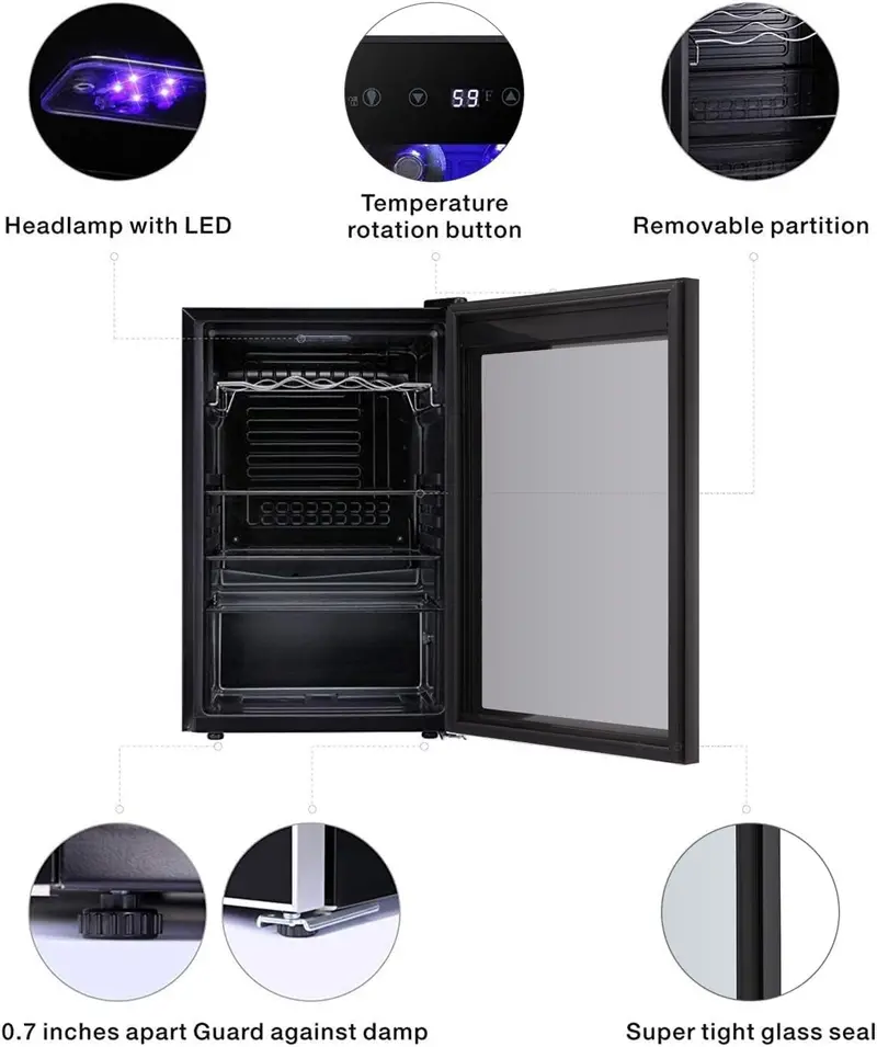Antarctic Star 36-Bottle Wine Cooler – 4.4 Cu. Ft Freestanding Beverage Refrigerator with Quiet Compressor & Adjustable Temp