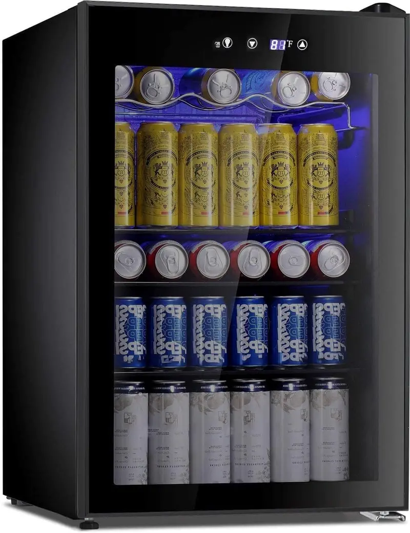Antarctic Star 68-Can Freestanding Beverage Refrigerator – Glass-Door Mini Fridge with Electronic Temp Control for Home or Bar