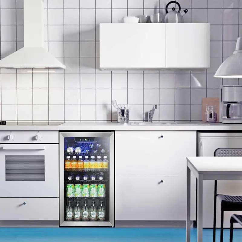 Antarctic Star 68-Can Freestanding Beverage Refrigerator – Glass-Door Mini Fridge with Electronic Temp Control for Home or Bar