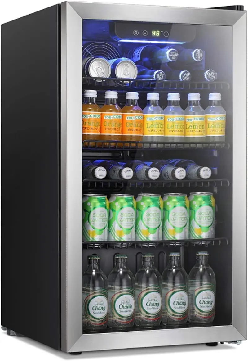 Antarctic Star 68-Can Freestanding Beverage Refrigerator – Glass-Door Mini Fridge with Electronic Temp Control for Home or Bar