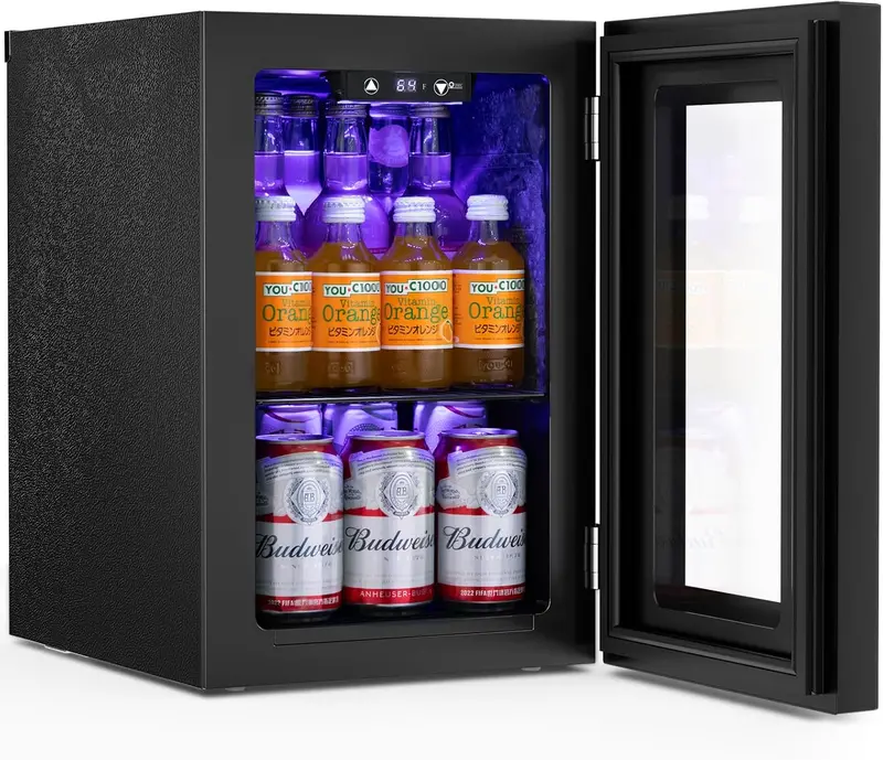 Antarctic Star 68-Can Freestanding Beverage Refrigerator – Glass-Door Mini Fridge with Electronic Temp Control for Home or Bar
