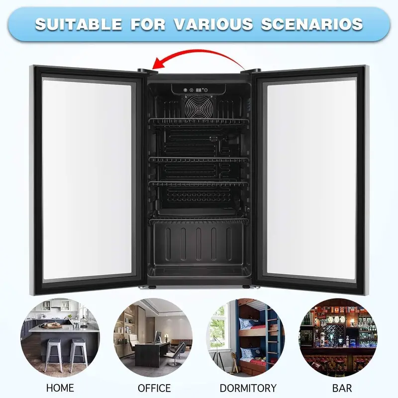 Antarctic Star 68-Can Freestanding Beverage Refrigerator – Glass-Door Mini Fridge with Electronic Temp Control for Home or Bar