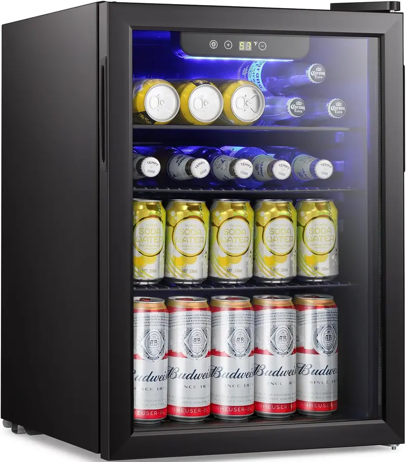 Antarctic Star 68-Can Freestanding Beverage Refrigerator – Glass-Door Mini Fridge with Electronic Temp Control for Home or Bar