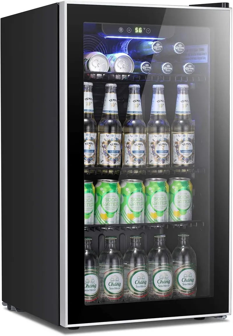 Antarctic Star 68-Can Freestanding Beverage Refrigerator – Glass-Door Mini Fridge with Electronic Temp Control for Home or Bar