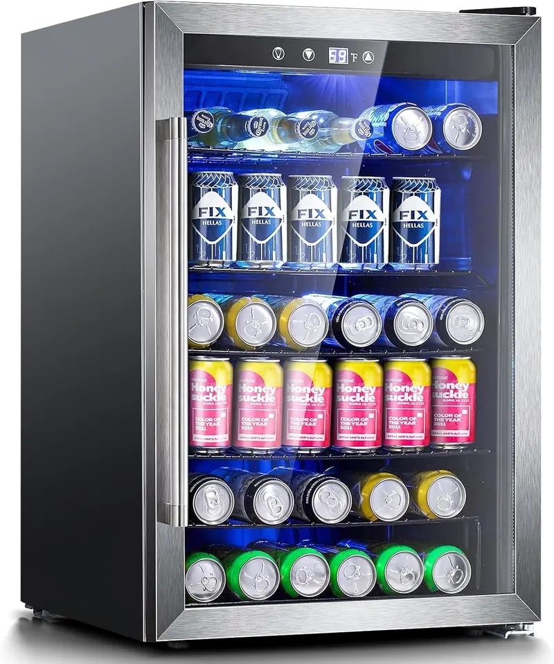 Antarctic Star 68-Can Freestanding Beverage Refrigerator – Glass-Door Mini Fridge with Electronic Temp Control for Home or Bar