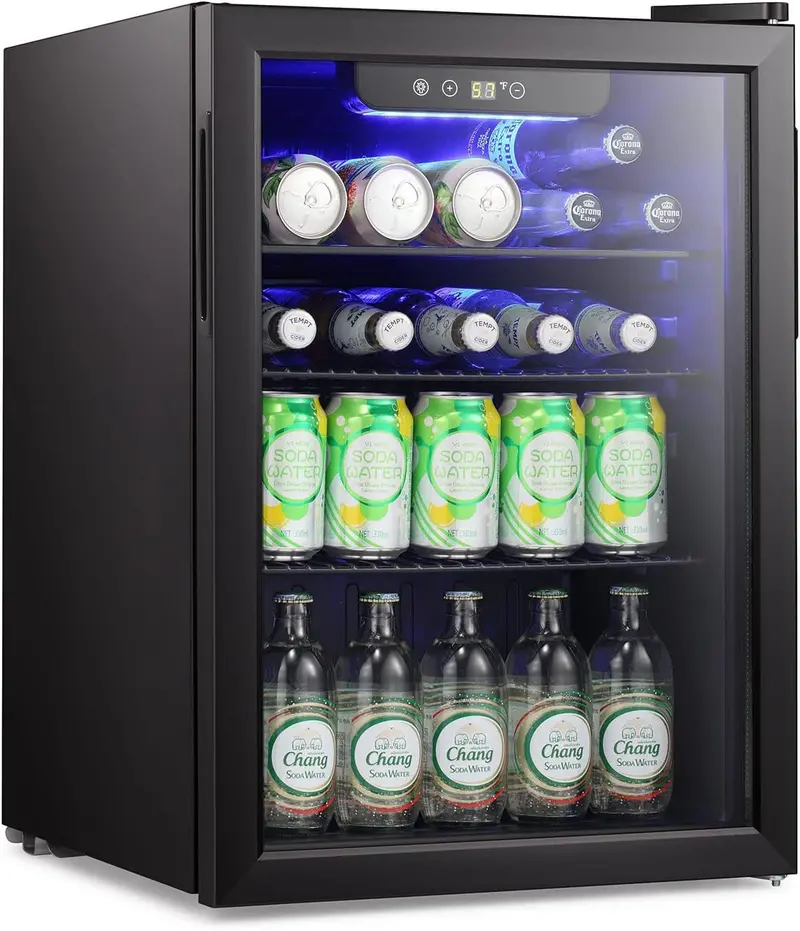 Antarctic Star 68-Can Freestanding Beverage Refrigerator – Glass-Door Mini Fridge with Electronic Temp Control for Home or Bar