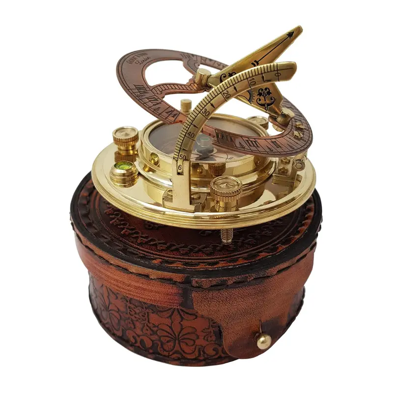 Antique-Style Brass & Copper Sundial Compass – Elegant Gift Box Included 2
