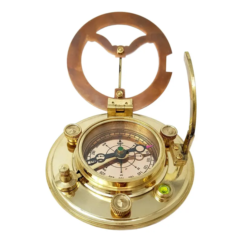 Antique-Style Brass & Copper Sundial Compass – Elegant Gift Box Included